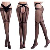 👉 Panty's transparante zwart witte active vrouwen 3 STKS Holle Panty Kanten Sexy Kousen Vrouwelijke Dij Hoge Visnet Borduurwerk Kousen, Maat: One size fit (witte kaart + OPP) (6075)