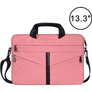 👉 Laptoptas roze active netbooktas 15,6 inch ademend slijtvast mode zakelijke schouder handheld rits met schouderriem (roze)