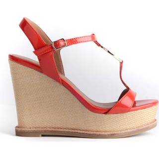 👉 Sandaal damesschoenen vrouwen rood Philippe Model Emporio armani, sandaaltje met sleehak
