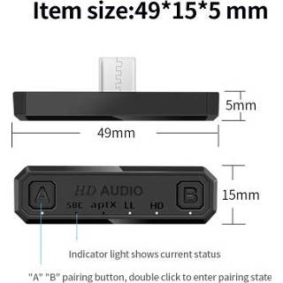 👉 Switch zwart Portable Wireless Audio Transmitter BT 5.0 Adapter Compatible with Support Dual Connection/Voice Return/aptX HD/LL Black