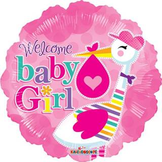 👉 Folie active baby's meisjes ballon Baby girl Stork, 46cm