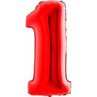 👉 Folieballon rood folie cijfer metaal active 1 100 cm - | Nu 22% korting 8019081018387