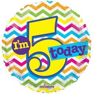 👉 Folieballon active rond''I'm 5 Today''met helium gevuld (45 cm) 7421031002406