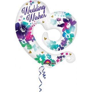 👉 Folieballon wit active bruiloft''WeddingWishes''hart