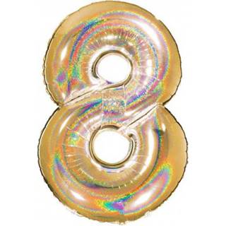 👉 Folie goud cijfer holographic active ballon 8 holografische 101 cm - 8019081762235