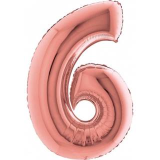 👉 Folieballon goud folie cijfer metaal active 6 100 cm - Rosé 8019081471939