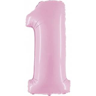 👉 Folieballon cijfer 1 100 cm - Roze