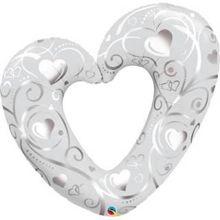 👉 Folieballon parel wit hart open (106 cm)