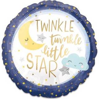 👉 Folie rond active Folieballon''twinkle twinkle little star''rond (46 cm)