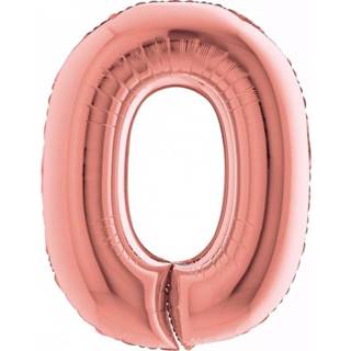 👉 Folieballon Cijfer 0 100 cm - Rosé Goud