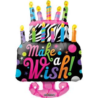 👉 Folie active ballon Make a Wish cake, 91cm