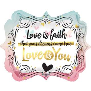 👉 Folieballon pastel active liefde met opdruk goud''Love is You''met helium gevuld (45 cm)