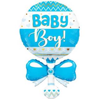 👉 Folieballon blauw folie active baby's baby rammelaar (91 cm)