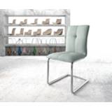 👉 Eetkamerstoel DELIFE Maddy-Flex mint stripes sledemodel rond verchroomd 4251919716698