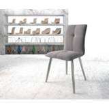 👉 Eetkamerstoel grijs staal DELIFE Maddy-Flex lichtgrijs structuurstof 4-poot conisch roestvrij 4251919716889