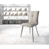 👉 Eetkamerstoel grijs staal DELIFE Maddy-Flex lichtgrijs stripes 4-poot conisch roestvrij 4251919716926