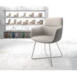 👉 Eetkamerstoel grijs staal DELIFE Pejo-Flex lichtgrijs stripes X-frame roestvrij 4251919720923