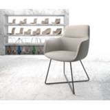 👉 Eetkamerstoel grijs zwart DELIFE Pejo-Flex lichtgrijs stripes X-frame 4251919720930