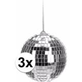 👉 Kerstbal zilveren active 3x disco kerstballen 6 cm