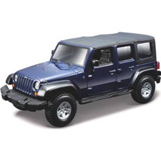 Modelauto metaal blauw Jeep Wrangler Unlimited Rubicon 1:32 - Speelgoed Auto Schaalmodel 8720147448580