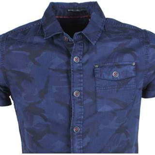 Overhemd blauw male l overhemden mannen leer MZ72 heren korte mouw carlito camouflage - 8720086096347 8720086096378