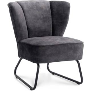 👉 Fauteuil antraciet fluweel grijs Roby - velvet Leen Bakker