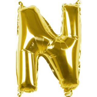 👉 Boland Folieballon Letter N 36 Cm Goud