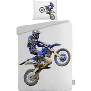 👉 Dekbedovertrek wit katoen Iseng Motor Cross - 1-persoons (140x200/220 Cm + 1 Sloop) White 8719481744359