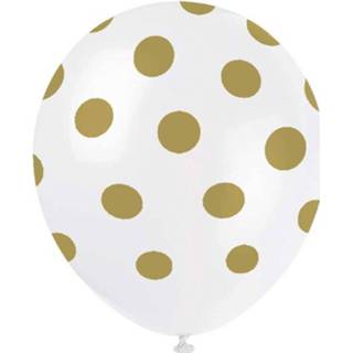 👉 Ballon goud goudkleurig wit Haza Original Ballonnen Gestippeld Wit/goud 30 Cm 6 Stuks 11179575886