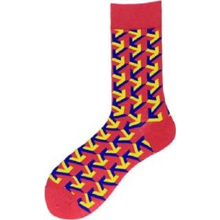 👉 Sokken 4 active 3 paar modieuze kleurrijke patroon zachte, ademende katoenen sokken, maat:één maat (4)