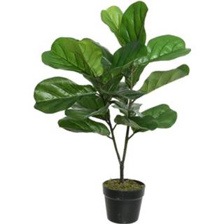 👉 Kunstplant groene zwarte kunststof groen Ficus carica/vijgenboom 71 cm in pot - Kunstplanten/nepplanten Vijgenbomen 8720147315974