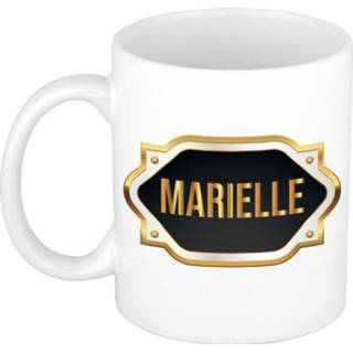 👉 Beker gouden vrouwen Naam cadeau mok / Marielle met embleem 300 ml