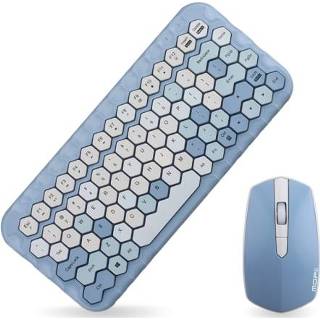 👉 Wireless Keyboard blauw active meisjes Mofii Honey Mixed Colors Girl Heart Mini Mouse Set (blauw)