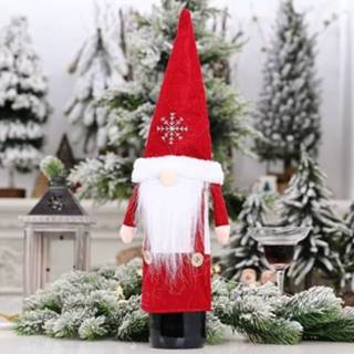 👉 Ornament rood active mannen 4 STUKS Kerst Sneeuwhoed Anonieme Pop Wijnset Wijnfles Aankleden, Stijl: Oude Man (Rood)