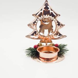 👉 Kerstversiering rood IJzer goud active 2 STUKS Kandelaar Fruit Pijnboomfruit Mozaïek Desktopdecoratie, Kleur: (Kerstboom)