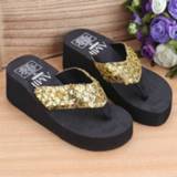 👉 Paillet goud 39 active Pailletten slippers met sleehak en slippers, maat: (pailletten goud)