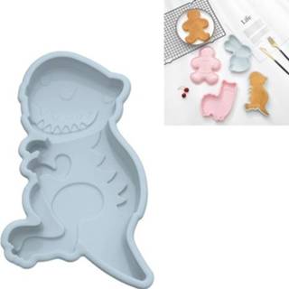 👉 Bakvorm blauw siliconen active 6 STKS Cartoon Dierlijke Vorm Niet-uitgesneden Hoge Temperatuur Cakevorm, Stijl: Dinosaurus (Blauw)