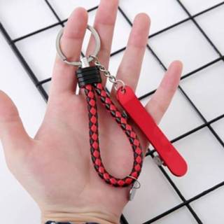 👉 Skateboard zwart rood touw klein active Scooter bierflesopener met sleutelhangerhanger multifunctioneel speelgoed, kleur: +