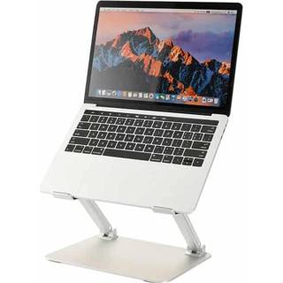 👉 Laptop standaard aluminium zilver active In hoogte verstelbare laptopstandaard notebook koelplatformhouder, stijl: gewoon (zilver)