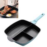 👉 Koekenpan blauw active 3 in 1 multifunctionele biefstuk Ontbijtpan antiaanbakpan (blauw)