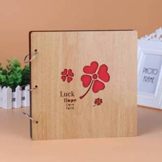 👉 Fotoalbum active 2 STUKS 16 Inch Mahonie DIY Herdenkings Losbladig Creatieve Gift (GELUK)