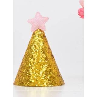 👉 Hoed roze gouden active kinderen 10 STKS Verjaardag Leeftijd Aankleden Ster Glitter Cake Cap (Roze Ster)