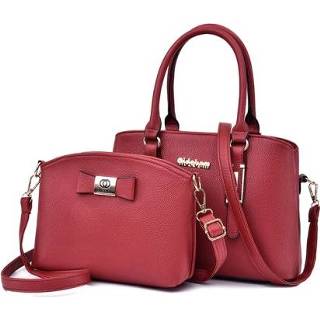 👉 Schoudertas rood active vrouwen 2-in-1 PU-leer Litchi Texture Dameshandtas Enkele Koerierstas (rood)