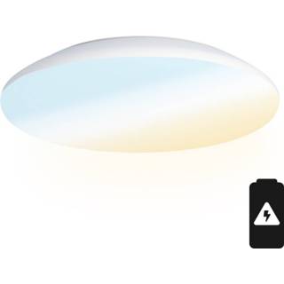 👉 Plafondlamp wit kunststof LED op batterij 18W Lichtkleur instelbaar - 1900lm IK10 Ø30 cm IP65 8720364405496