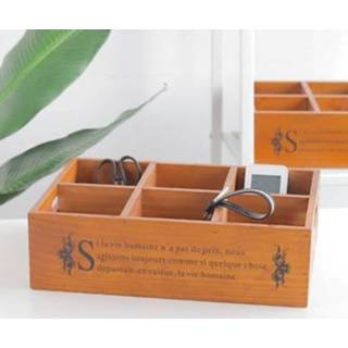 👉 Opbergdoos houten active Vintage Desktop Zes Raster Succulente Planten Opslag Doos (Retro Kleur)