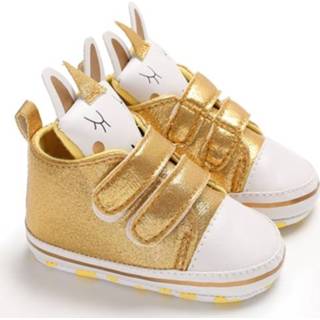 👉 Antislip-zool katoen goud active baby's Babymeisjesschoenen Zacht Antislipzool Eenhoornkop Baby-peuter Thoes, maat: 12cm (goud)