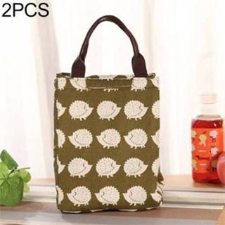 👉 Lunchbox canvas active 2 STKS Mode Dierlijke Draagbare Isolatie Zak Lunchzak (Egel)