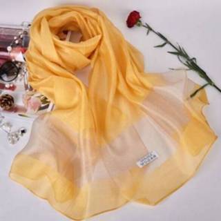 👉 Zonnebrandcreme geel zijde active vrouwen Dames zijden zonnebrandcrème sjaal strandlaken sjaal, afmeting: 200cm (geel)