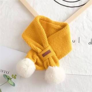 👉 Gebreide sjaal geel active jongens meisjes baby's Warme voor en meisjes, wollen babysjaals met gekruiste hals, lengte: 70 x 10 cm (geel)