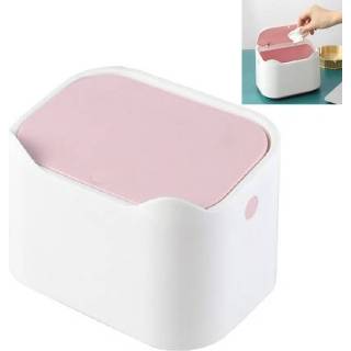 Nachtkastje wit roze active Mini Creative Koffietafel met Deksel Druk Desktop Prullenbak (Wit Roze)